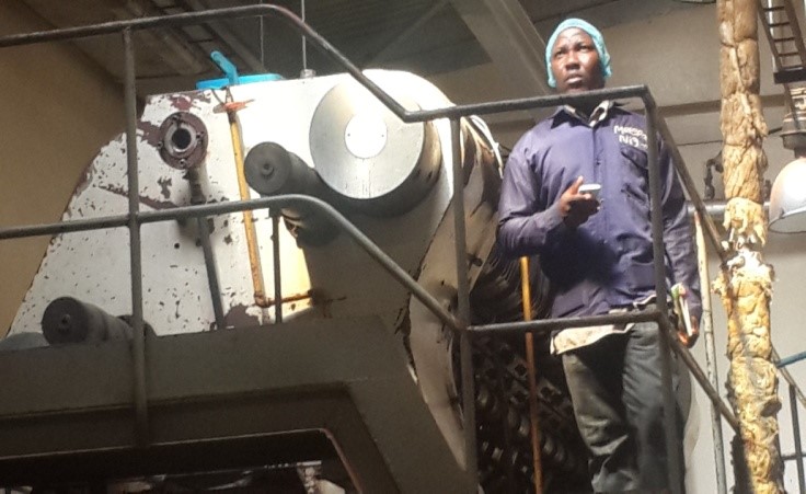 Epoxy work in progress and repair work on Cocoa press machines.